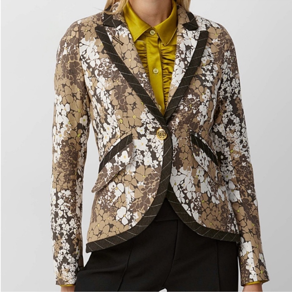 Smythe Taped one button army floral blazer